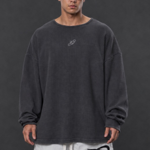 Áo Thun Longsleeve WAFFLE WAX thêu màu xám - WAFWAX
